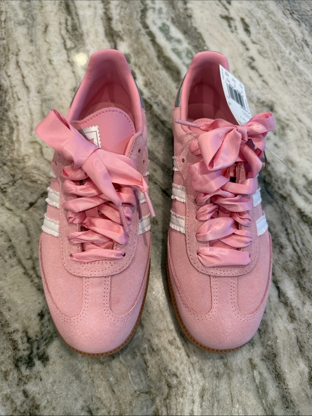 NWT adidas Samba Pink Satin and White Ruffle